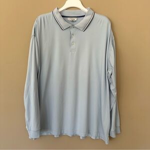 Coolibar Men XL Long Sleeve Vented Back Polo Shirt UPF 50 Sun Protection Blue